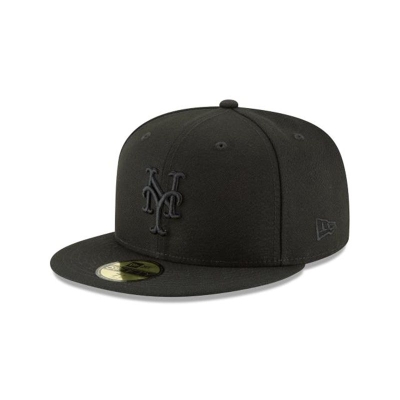New York Mets Gorra | New Era MLB Blackout Basic 59fifty Fitted Cap Mexico - Negros